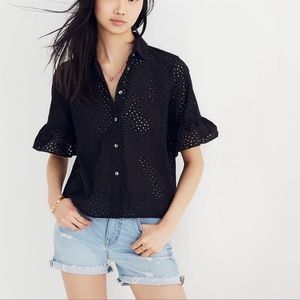 Madewell Black Eyelet Top